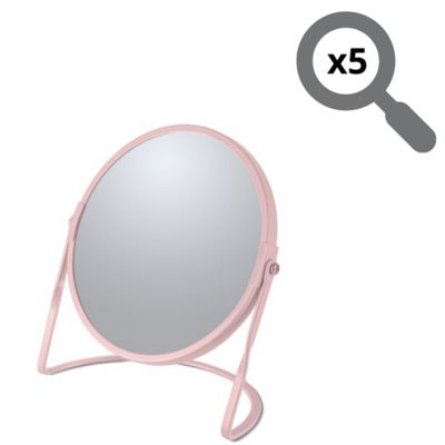 Miroir grossissant sur pied Acier AKIRA Rose mat Spirella