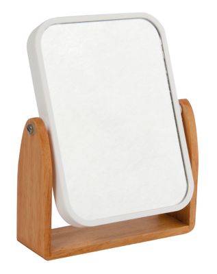 Miroir grossissant x 1 et x 2, Rectangulaire, pose libre, blanc et bois, L.16,3 x l.5,5 x H.10,5 cm, MSV Oslo