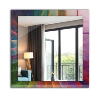 Miroir Imprimé Tulup 60x60 cm Spirale Abstraite Colorée Glace Murale Moderne Pour Salle De Bain