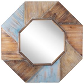 Miroir industriel en bois de sapin bois foncé MIRIO