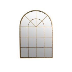 Miroir industriel style fenêtre arquée métal doré effet veillit l.93 x H.135 cm Emde