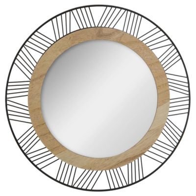 Miroir Joe - métal et bois - noir - D45 cm - Atmosphera