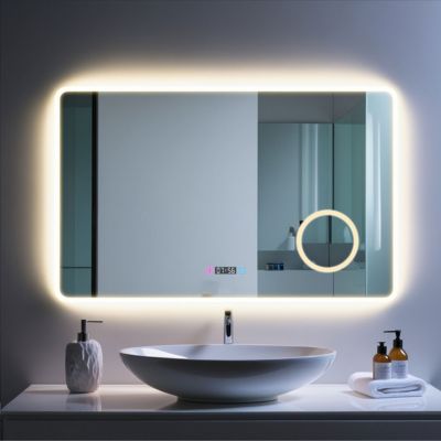 Miroir LED antibuée 120x70 avec zone grossissante X3 température de couleur réglable SANILAND