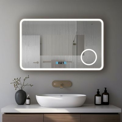 Miroir LED antibuée 120x70 avec zone grossissante X3 température de couleur réglable SANILAND