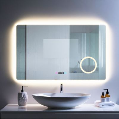 Miroir LED antibuée 120x70 avec zone grossissante X3 température de couleur réglable SANILAND
