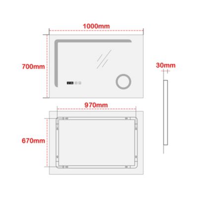 Miroir LED Chambave pour salle de bain 70 x 100 cm argent pro.tec