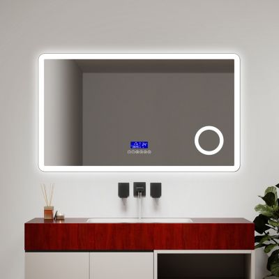 Miroir LED de Salle de Bain 120x70cm avec Bluetooth,Anti-Buée,Éclairage Tricolore,Écran Numérique,Mémoire,Ocean Sanitaire