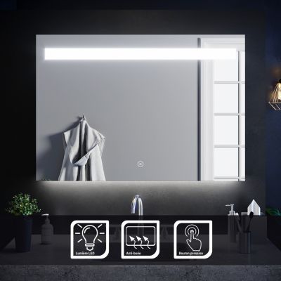 Miroir LED de Salle de Bain SIRHONA 100 x 70 cm Miroir  Eclairage Anti-buée Tactile