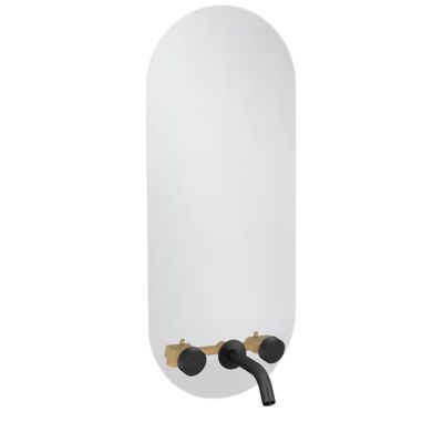 Miroir LED ovale 3 trous + mitigeur lavabo encastré 3 trous JACOB DELAFON Grands Boulevards noir mat