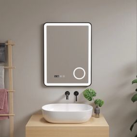 Miroir LED Pescara pour salle de bain 70 x 50 cm noir pro.tec