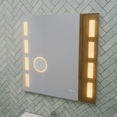 Miroir LED réglable EXCELL PLUS - 70 x 70 cm avec antibuée, loupe et horloge