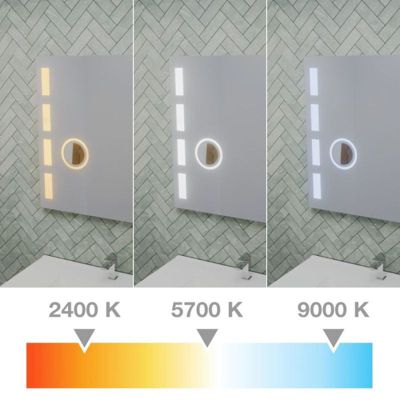 Miroir LED réglable EXCELL PLUS - 70 x 70 cm avec antibuée, loupe et horloge