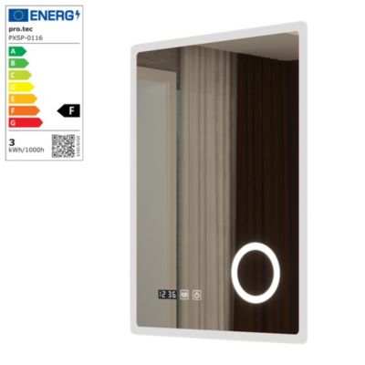 Miroir LED Racale pour salle de bain 80 x 60 cm blanc pro.tec