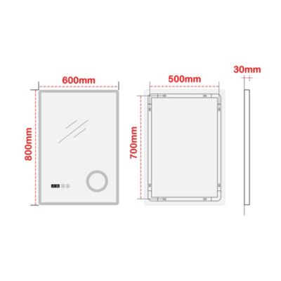 Miroir LED Racale pour salle de bain 80 x 60 cm blanc pro.tec