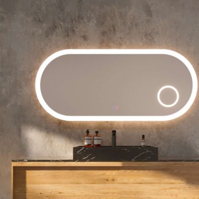 Miroir Led  RIMINI Blanc 100X55cm - Temp Led Variable Rétro-éclairé & Frontal - Tactiles On/Off & Anti-Buée - Zone X3 - LEDIMEX