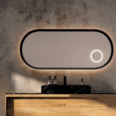 Miroir Led  RIMINI Noir 120X55cm - Temp Led Variable Rétro-éclairé & Frontal - Tactiles On/Off & Anti-Buée - Zone X3 - LEDIMEX