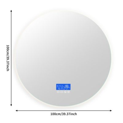 Miroir LED Rond Salle De Bain 100x100 Cm - Anti-buée, 3 Couleurs, Heure Et Température, Ip44