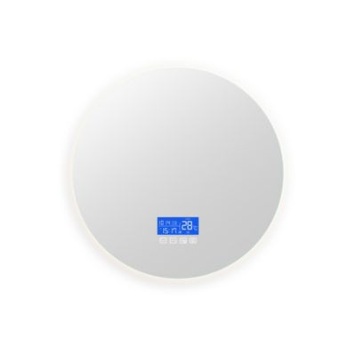 Miroir LED Rond Salle De Bain 100x100 Cm - Anti-buée, 3 Couleurs, Heure Et Température, Ip44