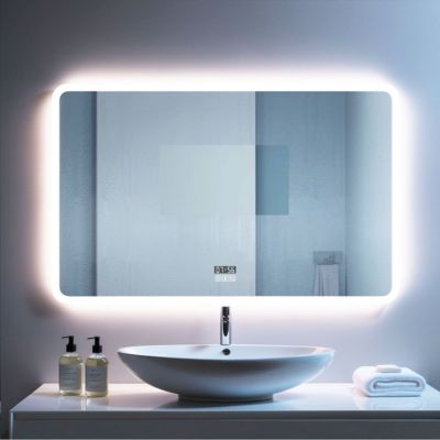 Miroir LED Salle de bain 160x80cm avec horloge digitale et hauts parleurs Bluetooth SANILAND