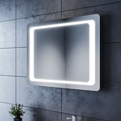 Miroir LED Salle de Bain 80x60cm Miroir Lumineux Salle de Bain avec Eclairage Intégré Anti-buée, Intrrupteur Infrarouge SIRHONA