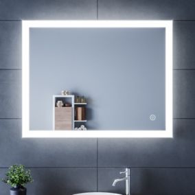 Miroir LED Salle de Bain 90x70cm SIRHONA Miroir Lumineux Salle de Bain avec Eclairage Intégré Anti-buée, Commande par Effleurement