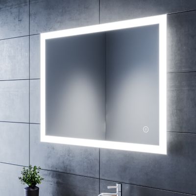 Miroir LED Salle de Bain 90x70cm SIRHONA Miroir Lumineux Salle de Bain avec Eclairage Intégré Anti-buée, Commande par Effleurement