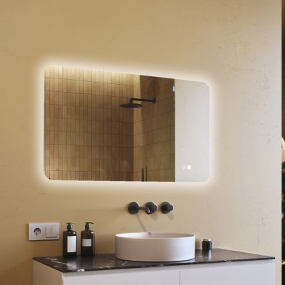 Miroir LED Salle de Bain - ARTFORMA - Forme arrondie - 120x70cm - LED Dual + interrupteur tactile + anti-buée