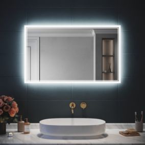 Miroir LED Salle de Bain avec éclairage, SIRHONA Miroir Lumineux Salle de Bain Anti-buée,100x60cm