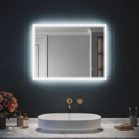 Miroir LED Salle de Bain avec éclairage,SIRHONA Miroir Lumineux Salle de Bain Anti-buée,80x60cm