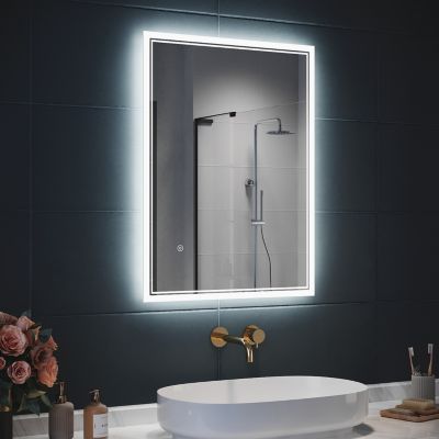 Miroir LED Salle de Bain avec éclairage,SIRHONA Miroir Lumineux Salle de Bain Anti-buée,80x60cm