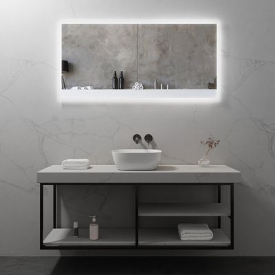 Miroir Dimmable 3 Couleurs Miroir Salle De Bain LED Ovale 50x70cm - Désembuage IP44 Cadre Doré Cadre Aluminium Doré