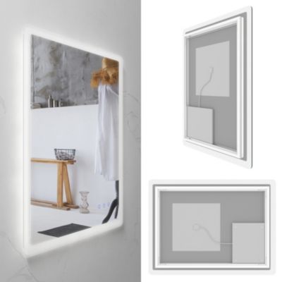 Miroir LED salle de bain MELLOW 50 x 70 cm réversible, anti-buée +  éclairage et intensité réglables - Saniverre