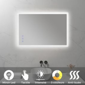 Miroir LED salle de bain MELLOW 60 x 80 cm réversible, anti-buée + éclairage et intensité réglables - Saniverre