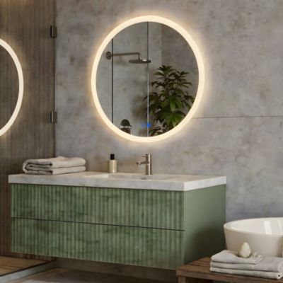 Miroir LED salle de bain rond 80 cm ARTFORMA - sans cadre rétroéclairé Dual LED anti-buée tactile