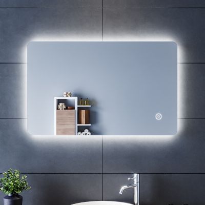 Miroir LED Salle de Bains 80x50cm Anti-buée Miroirs LED Miroir Muraux avec éclairage Cosmétiques Mural Lumière Illumination