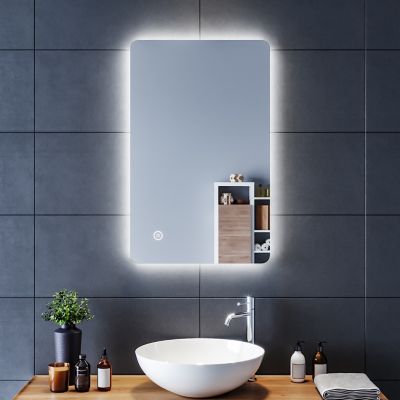 Miroir LED Salle de Bains 80x50cm Anti-buée Miroirs LED Miroir Muraux avec éclairage Cosmétiques Mural Lumière Illumination