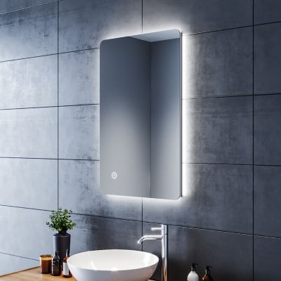 Miroir LED Salle de Bains 80x50cm Anti-buée Miroirs LED Miroir Muraux avec éclairage Cosmétiques Mural Lumière Illumination