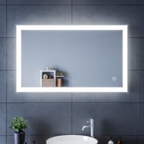 Miroir LED Salle de Bains avec éclairage 100x60cm LED Miroir Muraux AVCE Anti-buée Fonction Cosmétiques Mural Lumière Illumination