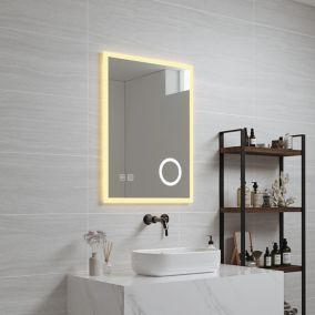 Miroir LED Scafa pour salle de bain avec loupe 3 fois 80 x 60 cm blanc pro.tec
