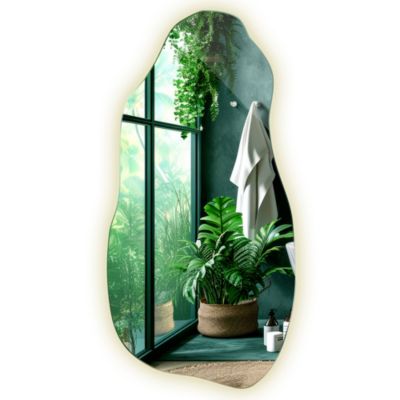 Tulup Specchio Da Parete Lungo 45x90 Cm - Forma Irregolare Ondulata, Effetto Macchiato, Perfetto Per Bagno E Camera Da Letto, Con Kit Di Montaggio - 4