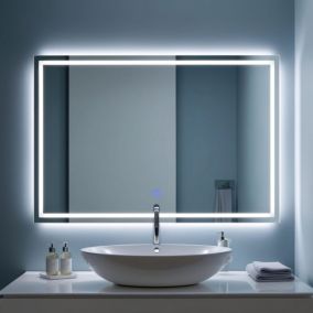 Miroir lumineux 80x120  salle de bain antibuée bouton tactile installation réversible SANILAND