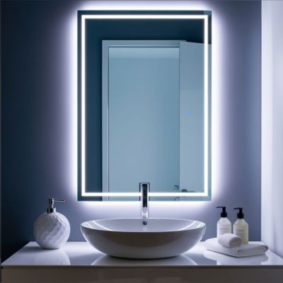 Miroir lumineux 80x150  salle de bain antibuée bouton tactile installation réversible SANILAND