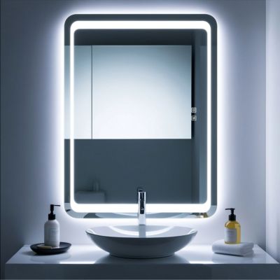 Miroir lumineux 90x65 pour salle de bain antibuée boutons tactiles lumière froide SANILAND
