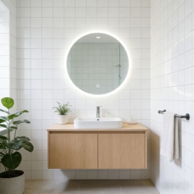 Miroir lumineux anti-buées rond 80x80 cm -  Anti-Buée , Mémoire, LED,Miroir lumineux de salle de bains Miroir lumineux