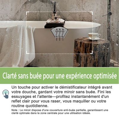 Miroir lumineux anti-buées rond 80x80 cm -  Anti-Buée , Mémoire, LED,Miroir lumineux de salle de bains Miroir lumineux
