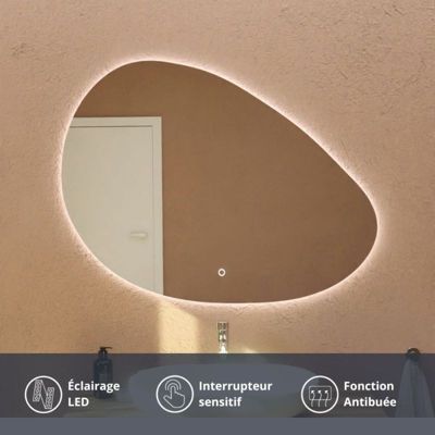 Miroir lumineux antibuée DROP 110 cm x 80 cm