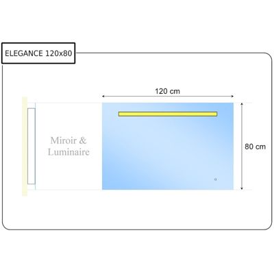 Miroir lumineux ELEGANCE 120x80 cm - avec interrupteur sensitif