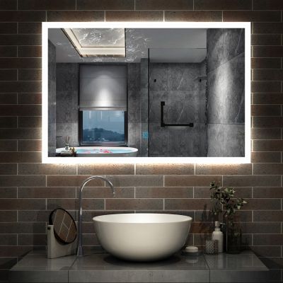 Miroir lumineux à LED, 120x70cm, dimmable, avec mémoire et anti-buée, IP44, horizontal/vertical, blanc froid, AICA SANITAIRE