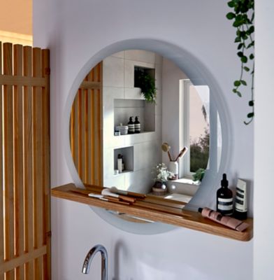 miroir lumineux led avec etagere goodhome adriska castorama