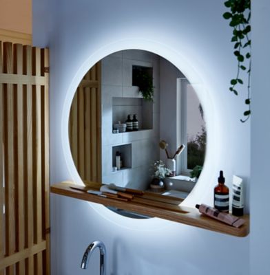 miroir lumineux led avec etagere goodhome adriska castorama